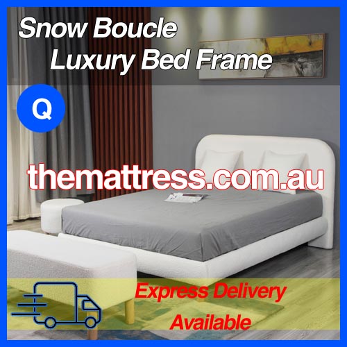 Snow Boucle Fabric Luxury Queen Bed Frame – The Mattress